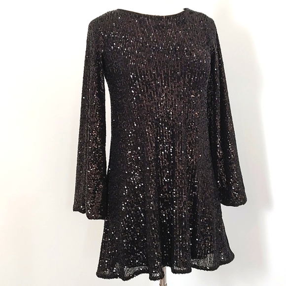 Gianni Bini Women's Black Sequin Mini Party Cocktail Dress /Size XS - Picture 1 of 11
